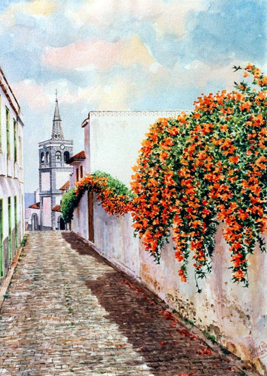 Antigua Calle El Sol de La Guancha Watercolour Paper Landscaping