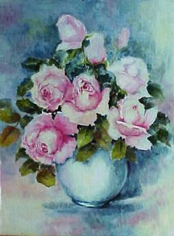 Rosas II Oil Panel Floral Painting