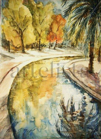 Atardecer en el parque Watercolour Paper Landscaping