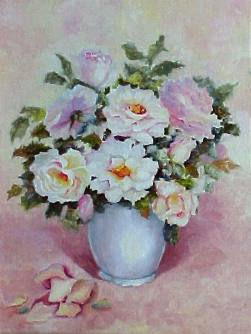 Rosas III Oil Panel Floral Painting