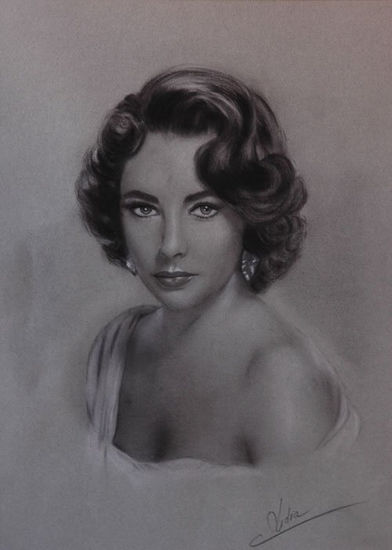 elizabeth taylor-dibujo Carboncillo