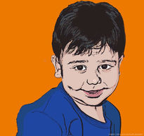 Niño con fondo naranja