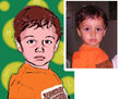 niño con camiseta naranja