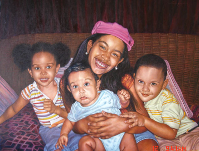 RETRATO DE NIÑOS Acrylic Canvas Figure Painting