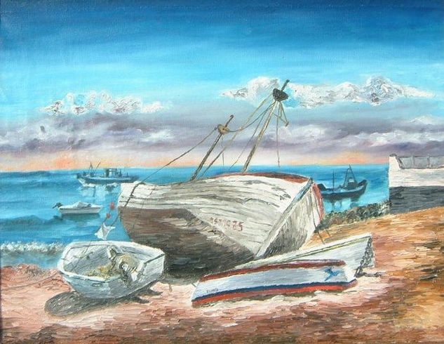 puerto de mar Oil Canvas Marine Painting