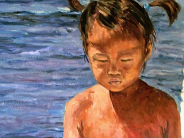 Niños 3 Oil Card Figure Painting