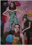 mujeres, globos