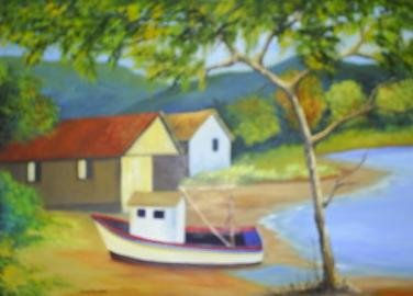 Trapiche na praia de São Francisco Oil Canvas Landscaping