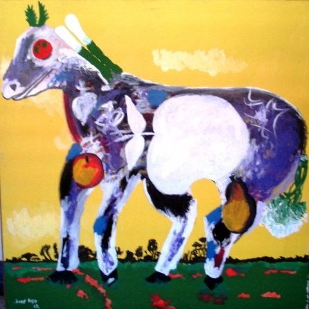 Caballo con frutas Acrylic Textile Figure Painting