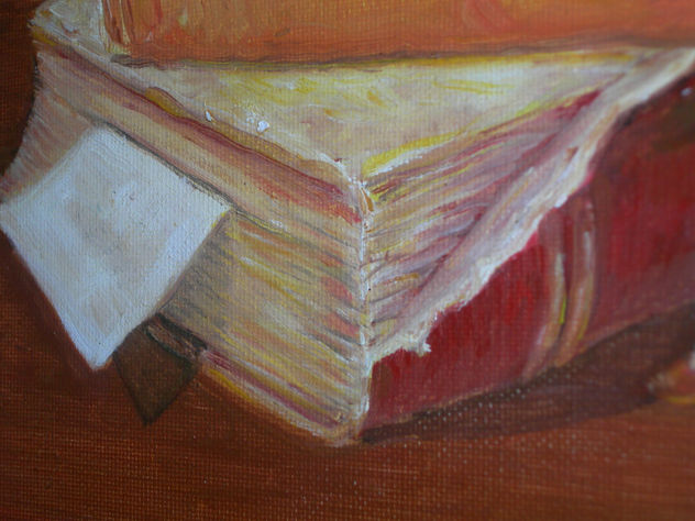 detalle bodegón tulipanes y libros