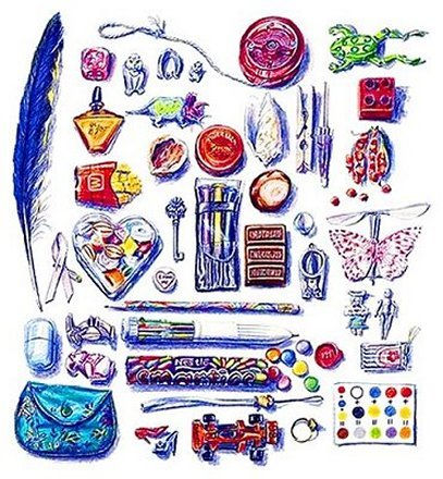 Naturaleza muerta - Un  colección aleatoria de objetos pequeños
