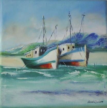 ´Frio na Pescaria Oil Textile Marine Painting