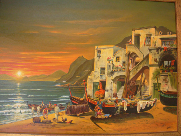 Pueblo de pescadores Oil Canvas Marine Painting