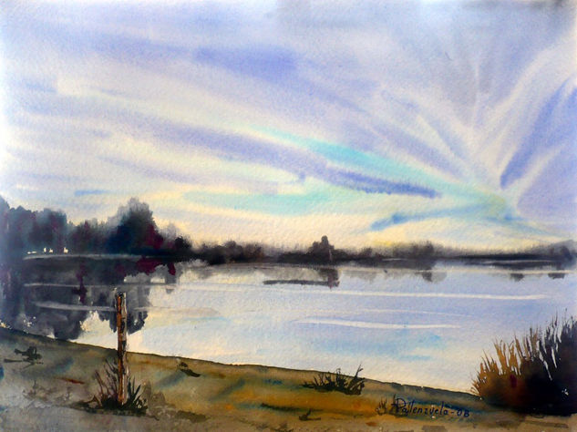 Atardecer en laguna grande Watercolour Paper Landscaping