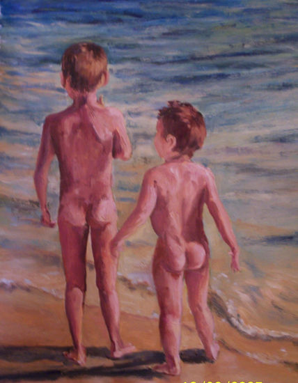 Jaime y Hugo 2 Oil Paper Figure Painting