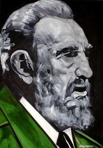 Fidel Castro Oil Canvas Portrait