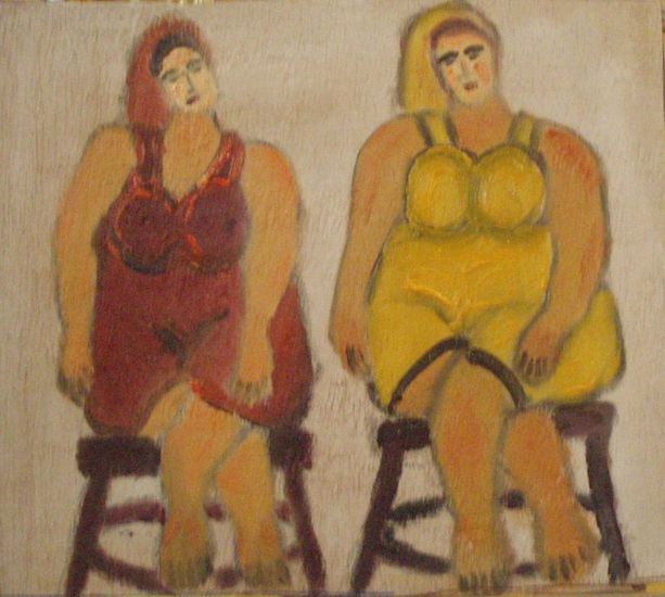 damas stooling Oil Panel Nude Paintings