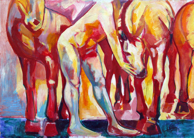 Los Caballos del Manzano Oil Canvas Others