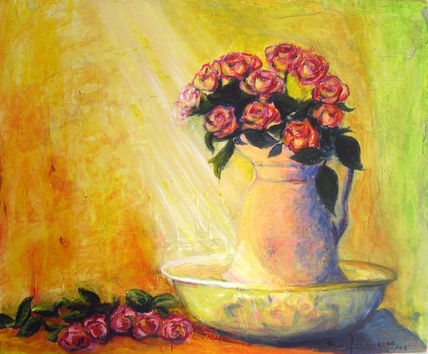 Bodegón con rosas