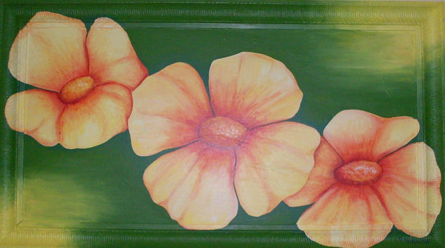 Flores Naranjas Acrylic Canvas Floral Painting