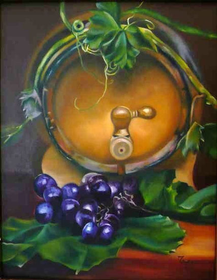 El Barril      "The Barrel" Oil Canvas Still Life Paintings