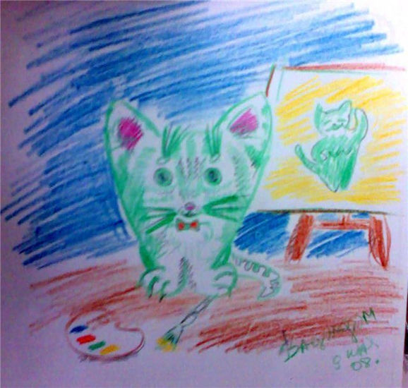 Gatito Verde en el trabajo Charcoal