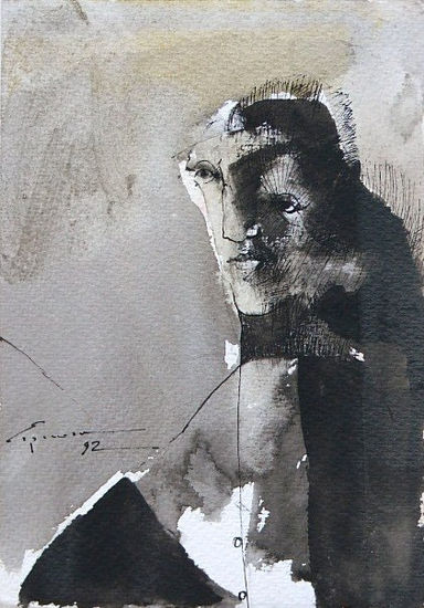 ROSTRO EN NEGRO Watercolour Paper Others