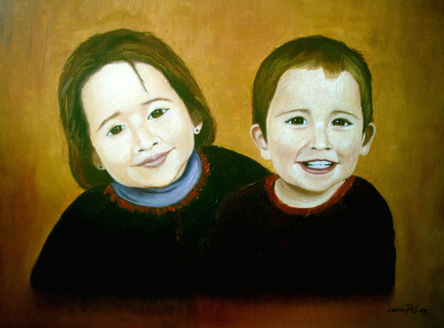 Mis Pequeños primos Oil Canvas Portrait