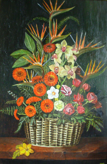 Ramo de flores Oil Panel Floral Painting