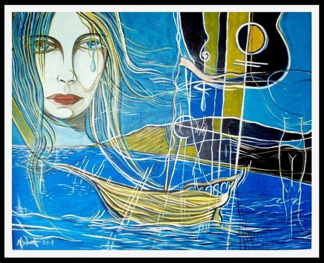 LA BARCA DA FANTASIA Acrylic Textile Marine Painting