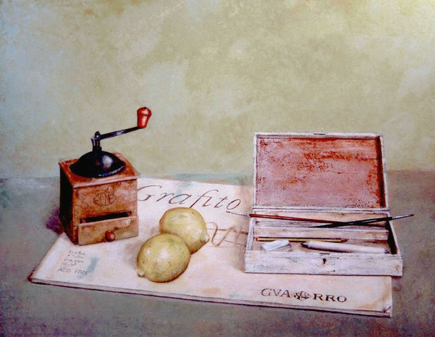 BODEGÓN CON LIMONES. Oil Canvas Still Life Paintings