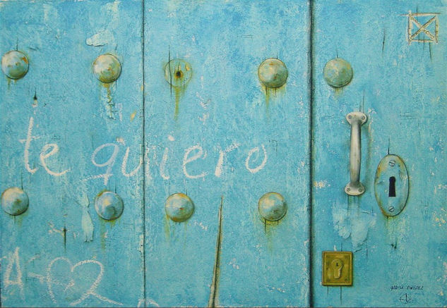 PUERTA AZUL Y TE QUIERO. Oil Canvas Others