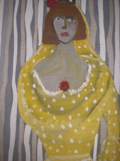 Mujer con 2 claveles 