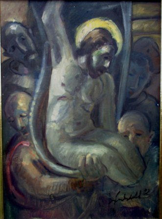 0025- Deposição de Cristo Oil Canvas Figure Painting