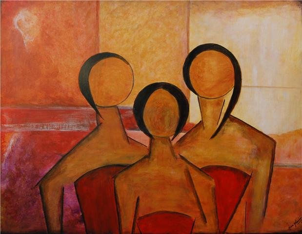 mis amigas Acrylic Panel Figure Painting