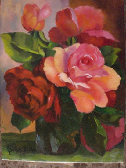 Rosas Óleo Lienzo Floral