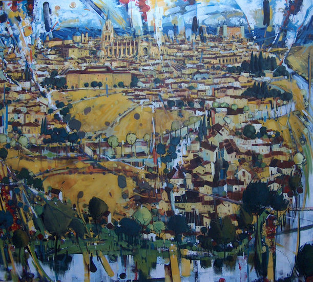 DE MIS PAISAJES -TOLEDO III- Mixed media Panel Landscaping