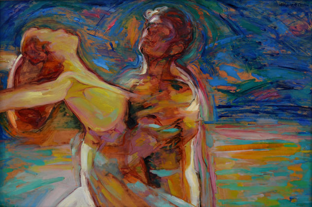 Poesía en movimiento Oil Panel Figure Painting