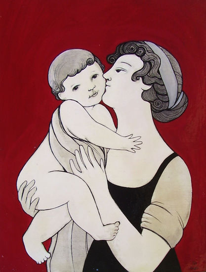 La maternidad. Homenaje a Marguertie Gérard. Acrylic Panel Figure Painting