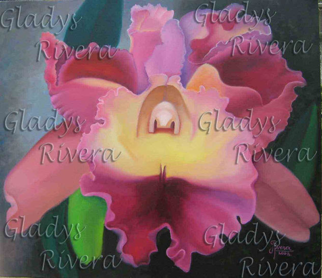 ORGULLO COLOMBIANO. Oil Canvas Floral Painting