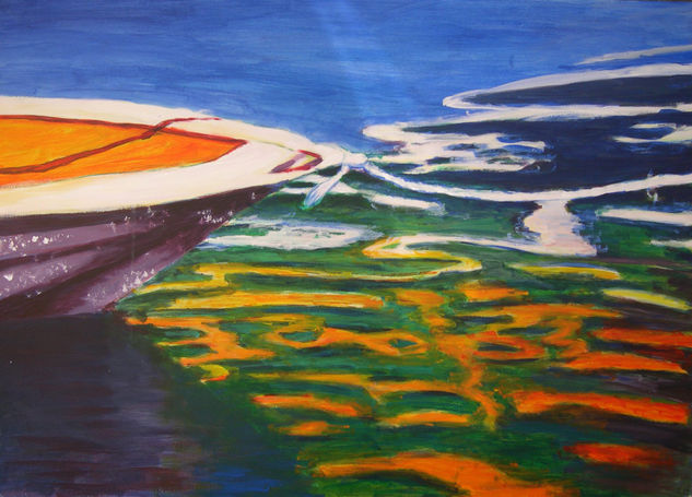 Amarrada al atardecer Acrylic Others Marine Painting