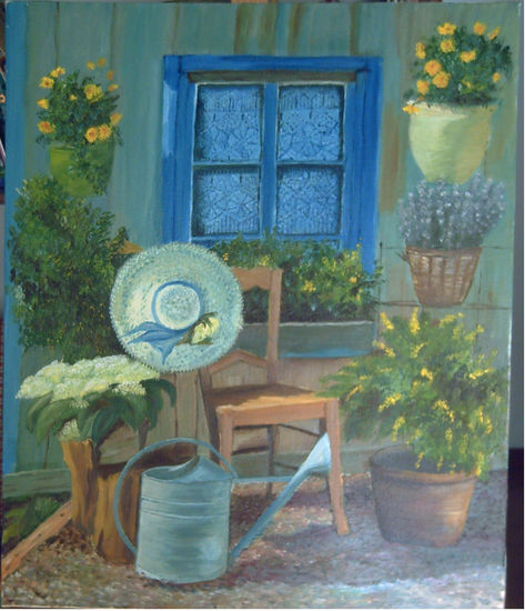 ventana floreada Oil Canvas Landscaping