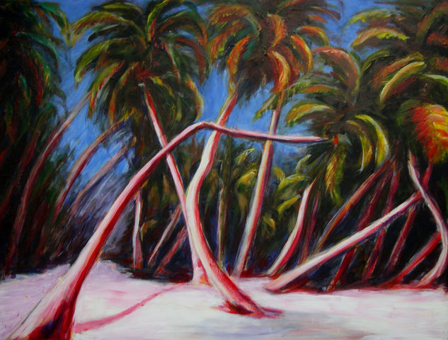 Palmeras en la playa Acrylic Others Landscaping