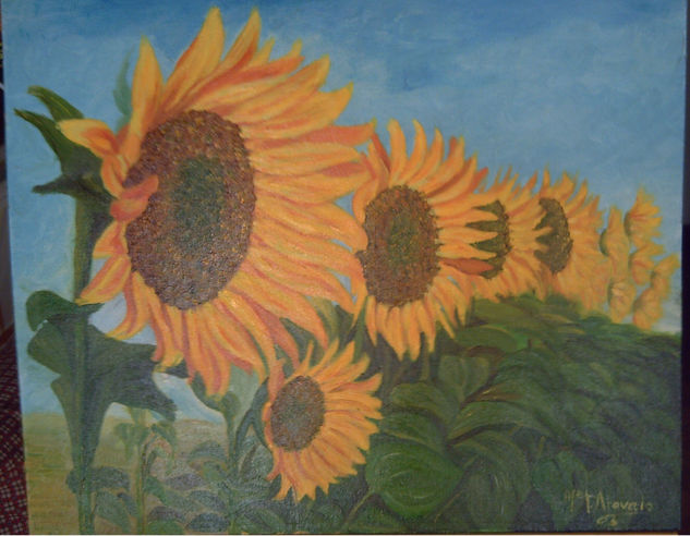 campo de girasoles Óleo Lienzo Paisaje