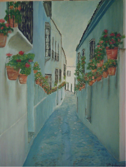 Calle de Arcos de la Frontera Óleo Lienzo Paisaje