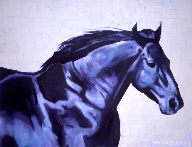 Caballo negro Oil Canvas Animals