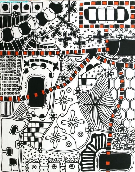 Universo en Blanco, Negro y Naranja Felt-tip pen Canvas Others