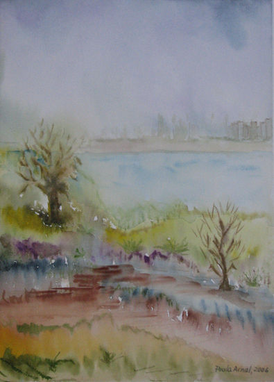 Árboles en el Lago Watercolour Paper Landscaping