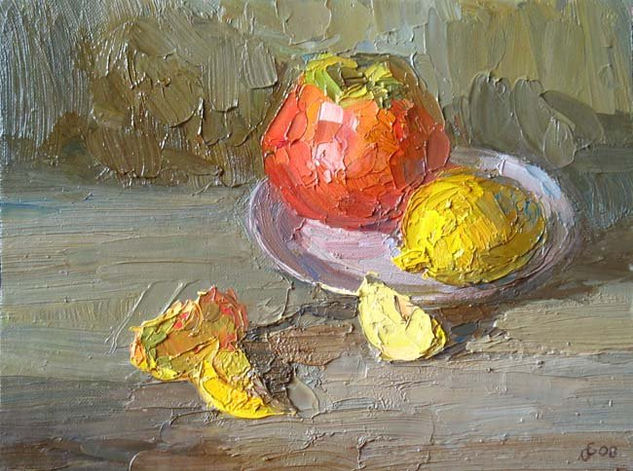 Manzana e limón Oil Canvas Still Life Paintings