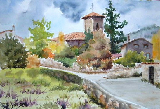 Vista de Palomera (Cuenca) Watercolour Paper Landscaping